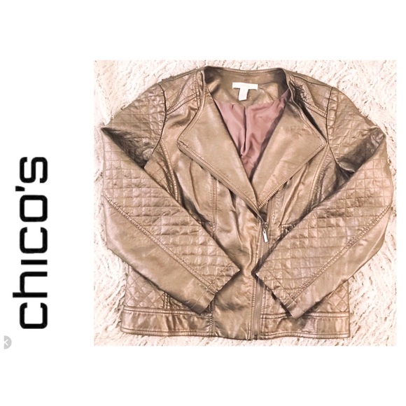 Chico's Jackets & Blazers - Chico’s Stylish Metallic Bronze Faux Leather Coat